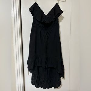 Black strapless dress with ruffles detail
